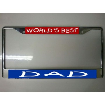 World's Best Dad Chrome License Plate Frame 